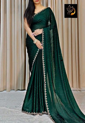 BHIKS RR Embellished Bollywood Chiffon Saree(Green)
