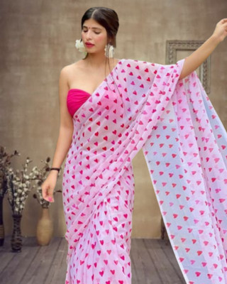 Jayu Printed Bollywood Georgette Saree(Red)