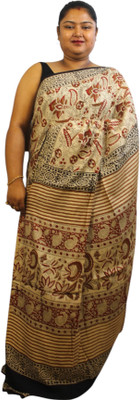 Generative Printed Daily Wear Silk Blend Saree(Cream)