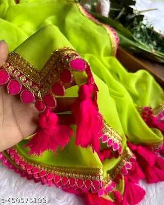 Vragi Embellished Bollywood Georgette Saree(Light Green)