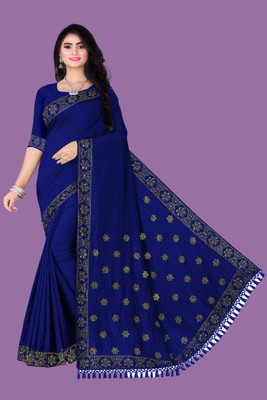 Rudra Fab Self Design Bollywood Lace, Georgette Saree(Blue)