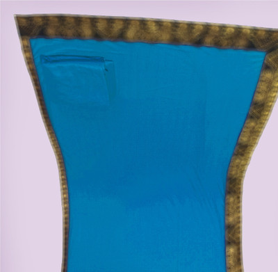 HouseOfCommon Solid/Plain Banarasi Lycra Blend, Chiffon Saree(Light Blue)