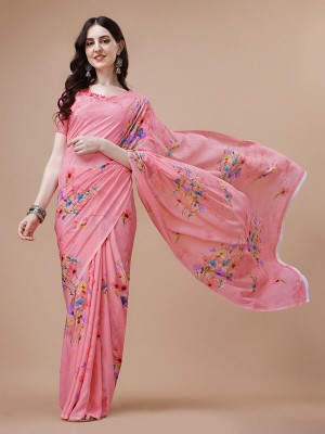 Dori Floral Print Daily Wear Georgette Saree(Pink)