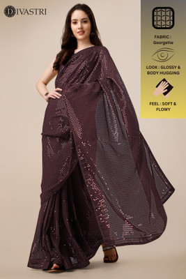 Divastri Embroidered Bollywood Georgette Saree(Brown)