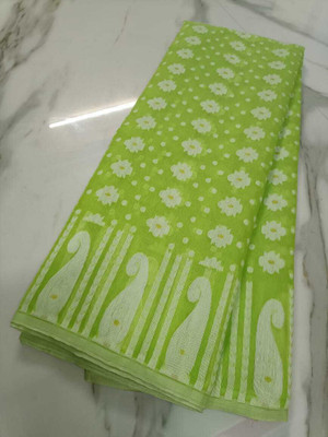 Happy Creation Printed Jamdani Handloom Cotton Blend Saree(Multicolor)