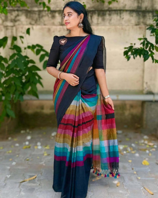 YASHIKA Digital Print Bollywood Chanderi Saree(Blue)