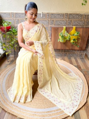 Sareemall Embellished Bollywood Georgette Saree(Yellow)