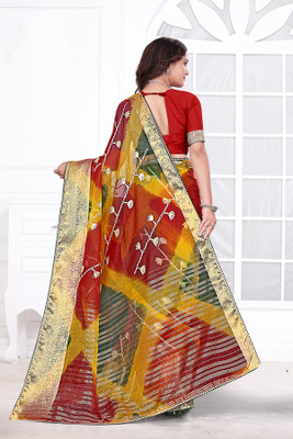 Aarunika BS Solid/Plain Bollywood Organza Saree(Multicolor)