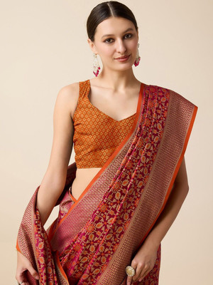 Moda Rapido Woven Daily Wear Silk Blend Saree(Maroon)