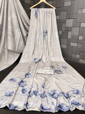 Adiyogi Enterprise Digital Print Bollywood Crepe Saree(Blue)