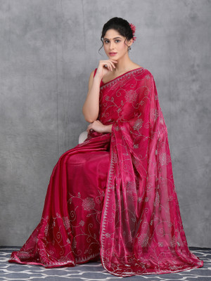 Looootnest Self Design Bollywood Art Silk Saree(Pink)