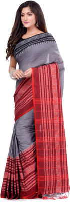 Desh Bidesh Self Design, Solid/Plain, Floral Print, Woven Bollywood Handloom Cotton Blend, Pure Cotton Saree(Red, Black, Grey)