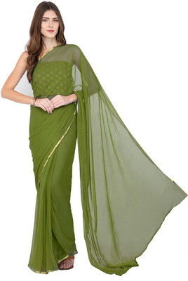 SainiVastra Self Design Bollywood Chiffon Saree(Green)