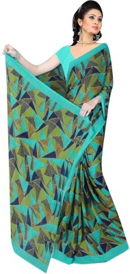 Guru Alankar Printed Daily Wear Silk Blend Saree(Light Green)