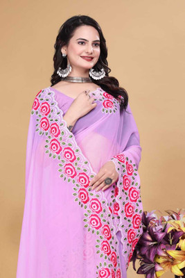kiyafab Self Design Bollywood Georgette Saree(Pink)