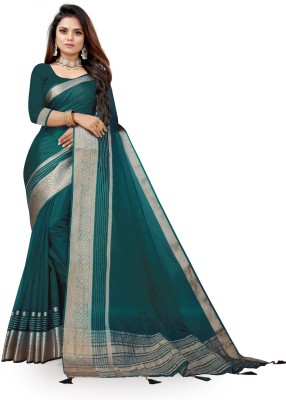 Kedar NX Embellished Bollywood Organza Saree(Dark Green, Silver)