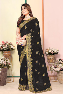 KHRITI FAB Georgette Embroidered Blouse Material