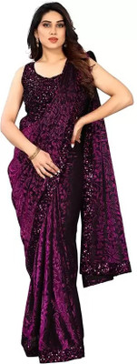 Marutii Creation Woven Bollywood Lycra Blend Saree(Purple)