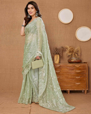 samu Embroidered Bollywood Jimmy choo Saree(Green)
