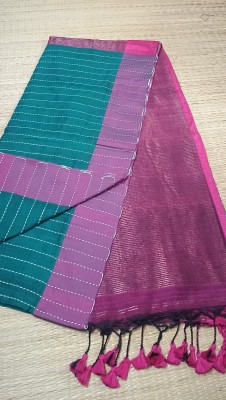 Sandhyatara Woven Handloom Pure Cotton Saree(Light Blue)