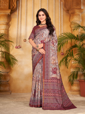 GARDEN VARELI Digital Print Bollywood Crepe Saree(Red)