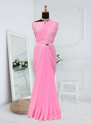Kalavrit Creation Embroidered Bollywood Georgette Saree(Pink)