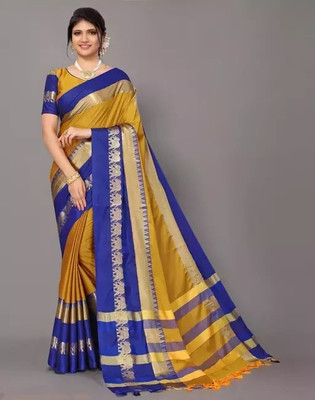 Mortal Textile Solid/Plain Handloom Cotton Silk Saree(Multicolor)