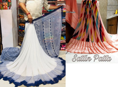 Sitanjali Polka Print Bollywood Georgette Saree(Pack of 2, Dark Blue)