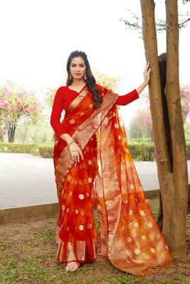 Aarunika SKT Self Design Bollywood Organza Saree(Mustard)