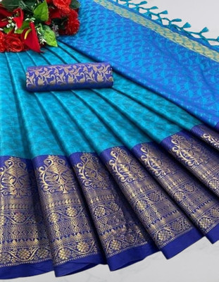 VRINDITA FASHION Printed Daily Wear Chiffon Saree(Dark Blue)