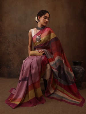 Divastri Printed Banarasi Cotton Blend Saree(Multicolor)