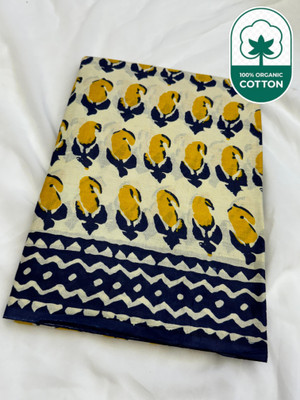 ARSH ENTERPRISE Printed Ikkat Pure Cotton Saree(Yellow)