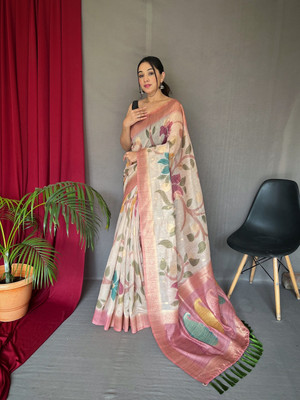 SGF11 Self Design Handloom Organza Saree(Pink)