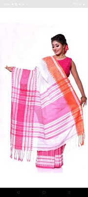 Aishani tant saree ghar Self Design Handloom Cotton Silk Saree(Yellow)