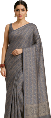 EZIESHREE Printed Daily Wear Cotton Silk Saree(Grey)