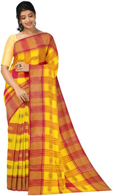 HouseOfCommon Self Design Tant Pure Cotton Saree(Multicolor)