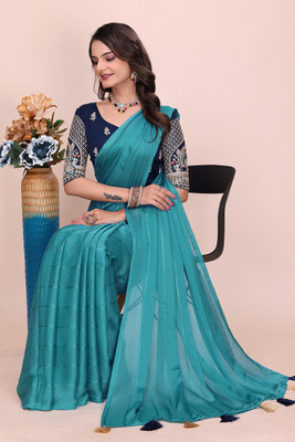 K 5 FASHION Embroidered Bollywood Georgette Saree(Blue)