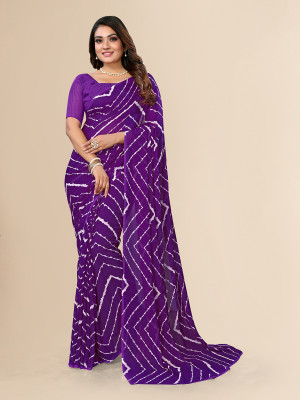 Moda Rapido Striped Daily Wear Georgette Saree(Purple)