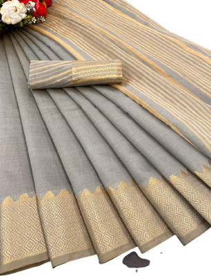 GOGAJI COLLECTION Self Design, Woven Kanjivaram Art Silk, Cotton Silk Saree(Grey)