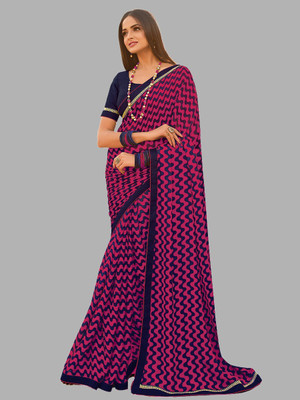Georgette Saree Self Design Bollywood Georgette, Chiffon Saree(Pink)
