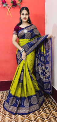 ARTFULTHREADS Printed, Graphic Print Sambalpuri Pure Cotton Saree(Multicolor)