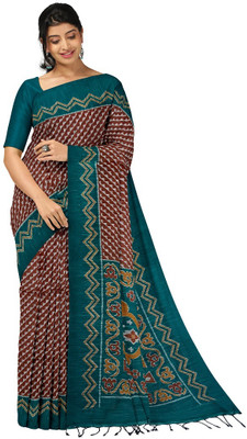 Joyguru Textile Printed, Self Design Sambalpuri Cotton Blend Saree(Multicolor)