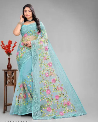 NIYANTAKSH Embroidered Bollywood Net Saree(Multicolor)