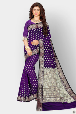 Ansari Fabrics Printed Sambalpuri Satin Saree(Purple, Gold)
