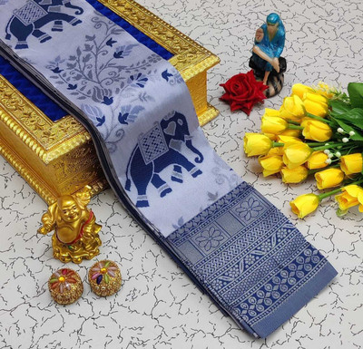 het designer studio Floral Print, Applique, Blocked Printed, Embroidered, Woven, Self Design Bollywood Georgette Saree(Blue)