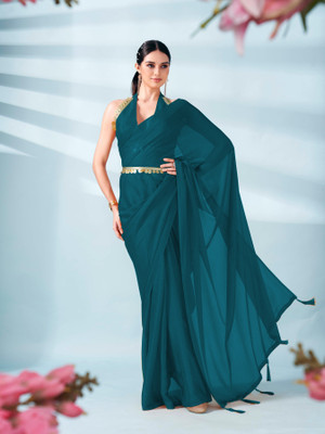 sareya veela Solid/Plain Bollywood Satin Saree(Light Green)