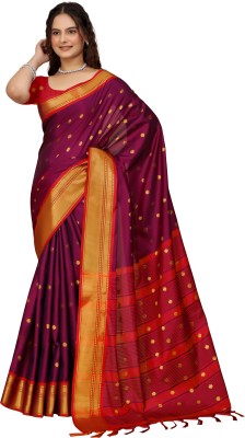 Kuwarika Self Design Kanjivaram Pure Silk, Art Silk Saree(Purple)