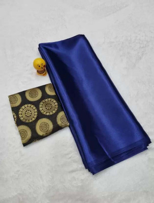 Aruna Sarees Solid/Plain, Self Design Bollywood Satin Saree(Dark Blue)