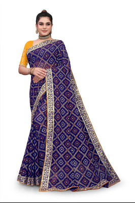 Riddhi Siddhi Creation Printed Banarasi Georgette Saree(Blue)