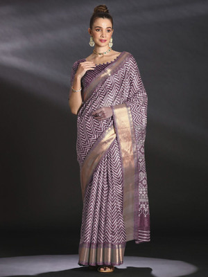 Anouk Rustic Printed Chinnalapattu Art Silk Saree(Purple)